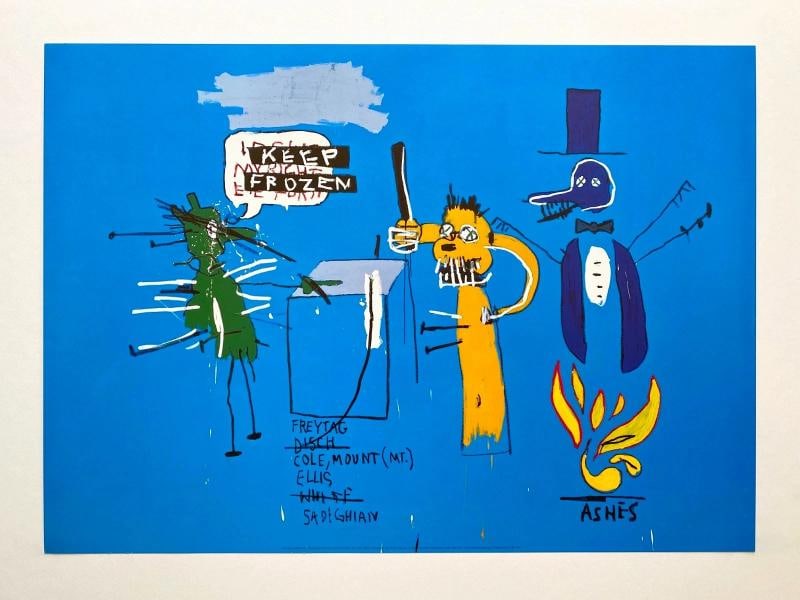 JEAN MICHEL BASQUIAT RARE OFFSET LITHOGRAPH PRINT "DINGOES WITH THEIR GUM " 1988 - 12