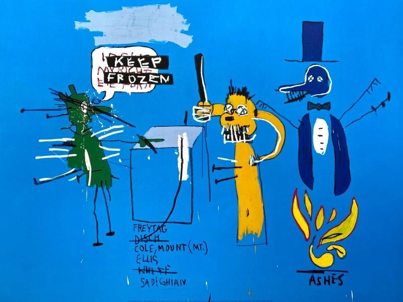 JEAN MICHEL BASQUIAT RARE OFFSET LITHOGRAPH PRINT "DINGOES WITH THEIR GUM " 1988 - 5
