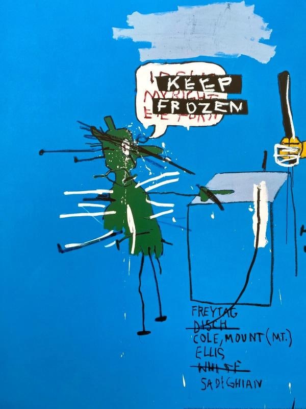 JEAN MICHEL BASQUIAT RARE OFFSET LITHOGRAPH PRINT "DINGOES WITH THEIR GUM " 1988 - 7