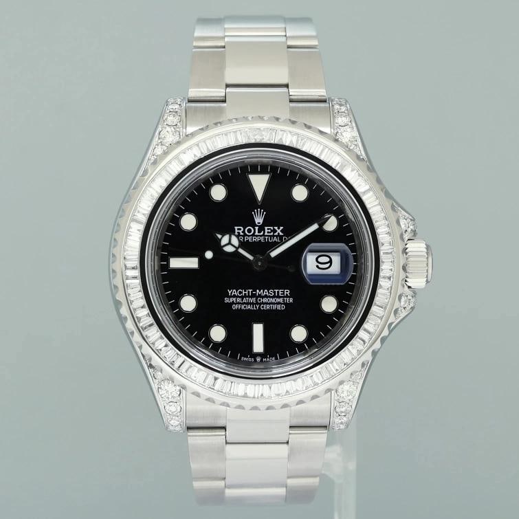 DIAMOND MINT 2010 Rolex Yacht-Master 116622 Steel 40mm Black Dial Watch Box - 2