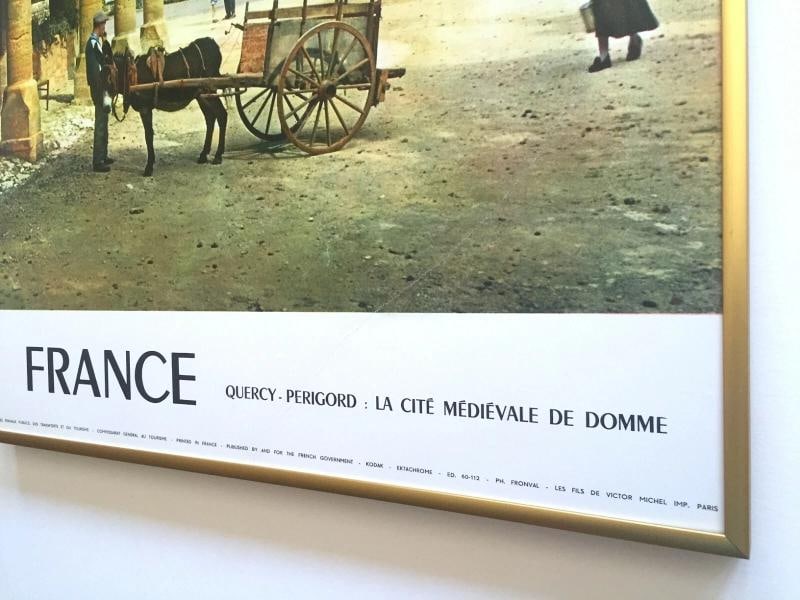 VTG MID CENTURY PERIGORD FRANCE LITHOGRAPH PRINT FRAMED COLLECTOR TRAVEL POSTER - 12