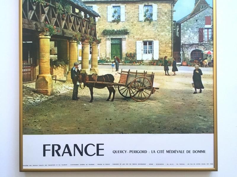 VTG MID CENTURY PERIGORD FRANCE LITHOGRAPH PRINT FRAMED COLLECTOR TRAVEL POSTER - 3