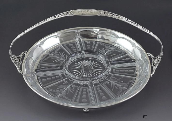 Impressive c1910s-1920s Shreve & Co Sterling Silver Cut Glass Serving Dish: Brand: Shreve & Co.,Age: 1910-1920's,Composition: Sterling Silver,Maker: Shreve & Co.,Year Made: 1910-1920,Country of Origin: United States Impressive c1910s-1920s Shreve & Co Sterling Silver Cut