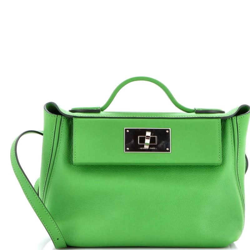 Hermes 24/24 Bag Evercolor with Swift 21: Condition: Pre-owned - Excellent,Brand: Hermes,Exterior Material: Leather,Style: Cross Body Bags,Exterior Color: Green,Department: Women,Size: 21,Accessories: Dust Bag, With Strap Condition:
