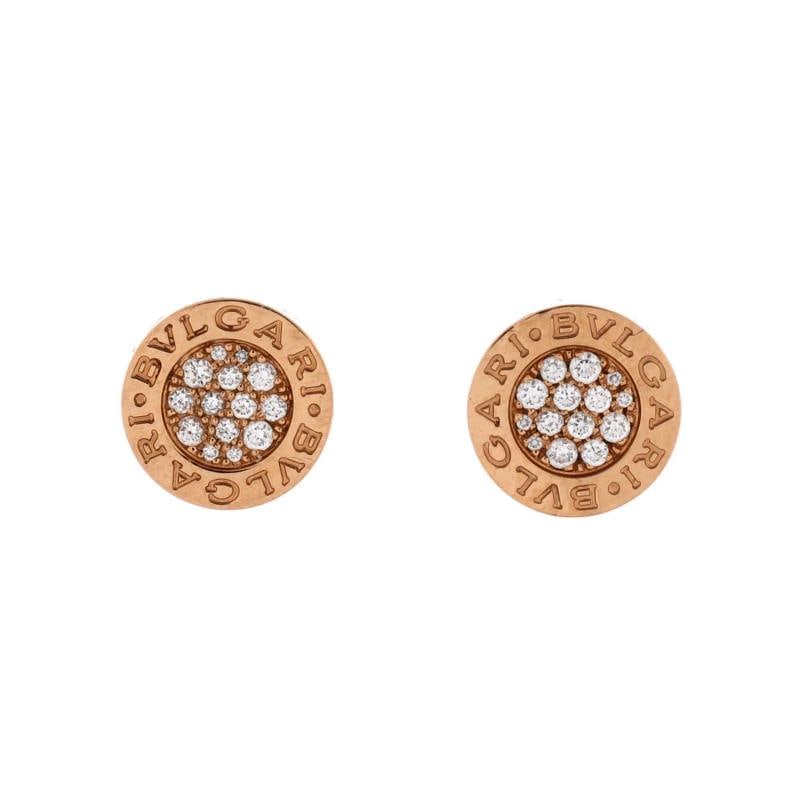 Bvlgari Bvlgari Bvlgari Stud Earrings 18K Rose Gold and Diamonds: Condition: Pre-owned - Good,Brand: Bvlgari,Main Stone: Diamond,Metal: 18K Rose Gold,Metal Purity: 18K,Style: Stud,Type: Earrings,Color: Rose Gold,Material: 18K Rose Gold, Diamond Condition: Great. Min