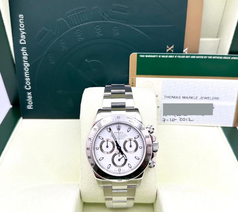 2012 Rolex Daytona Cosmograph 116520 40mm White Dial Stainless Steel Box Paper - 2
