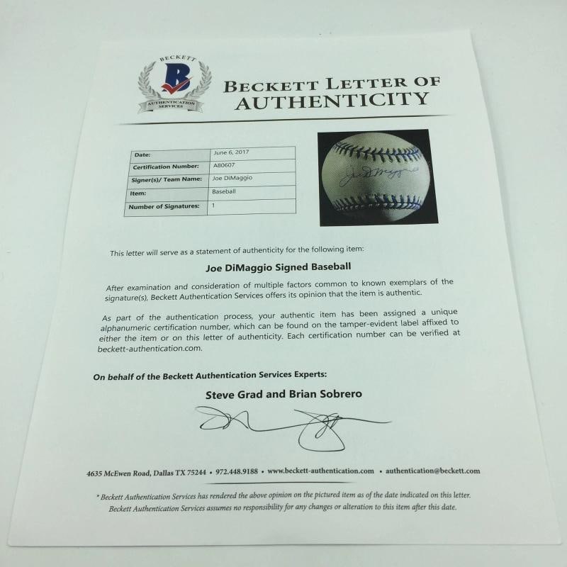 RARE Joe Dimaggio "Death Bed" Signed 1998 Joe Dimaggio Day Baseball Beckett JSA. - 5