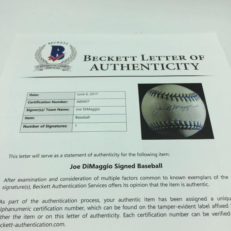 RARE Joe Dimaggio "Death Bed" Signed 1998 Joe Dimaggio Day Baseball Beckett JSA. - 6