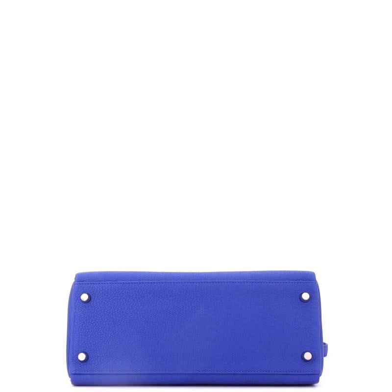 Hermes Kelly Handbag Blue Togo with Palladium Hardware 28 - 5