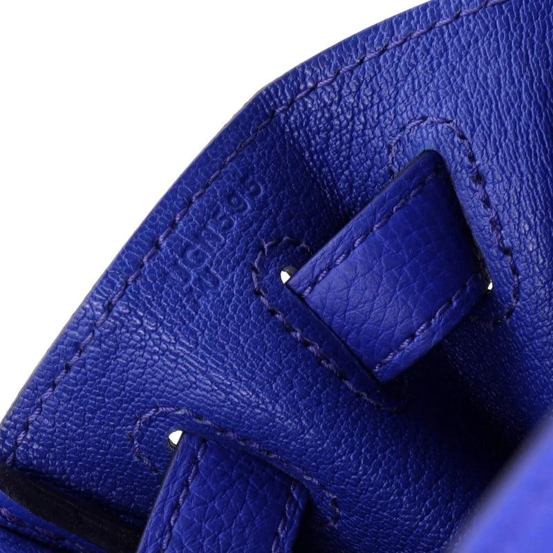 Hermes Kelly Handbag Blue Togo with Palladium Hardware 28 - 8