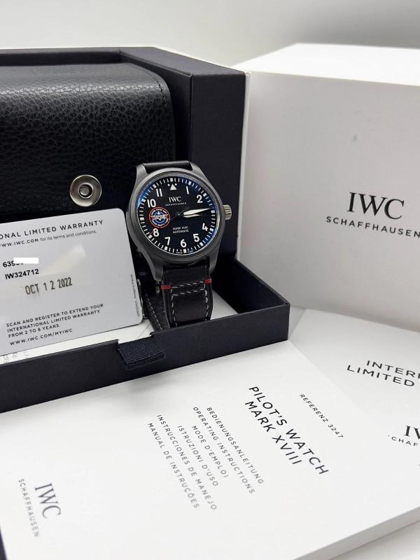 IWC Pilots Watch Mark XVIII Top Gun SFTI IW324712 41mm Black Ceramic Box Paper: Condition: Pre-owned - Good,Bezel Color: Black,Movement: Mechanical (Automatic),s,Year Manufactured: 2020-Now,With Papers: Yes,Reference Number: IW324712,Band/Strap: Two-Piece Strap,Brand: IWC,Case