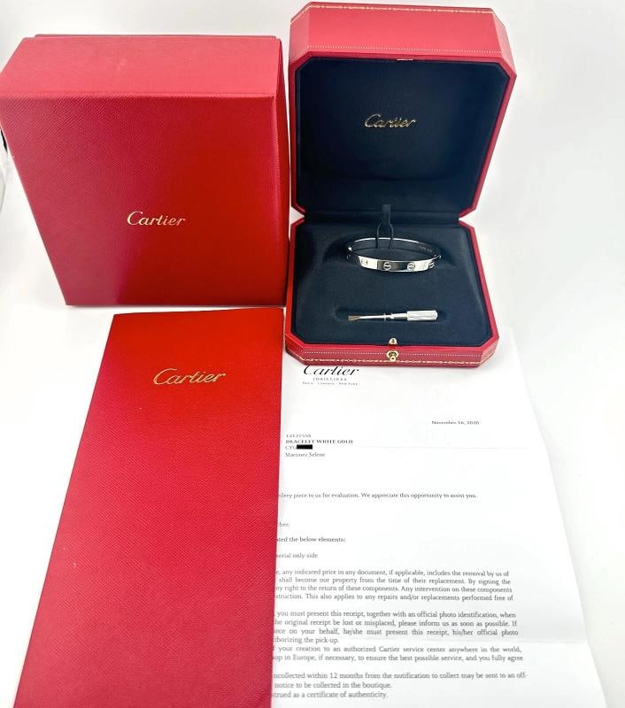 Cartier LOVE 18k White Gold Classic Model Bracelet Size 16 Box - 2