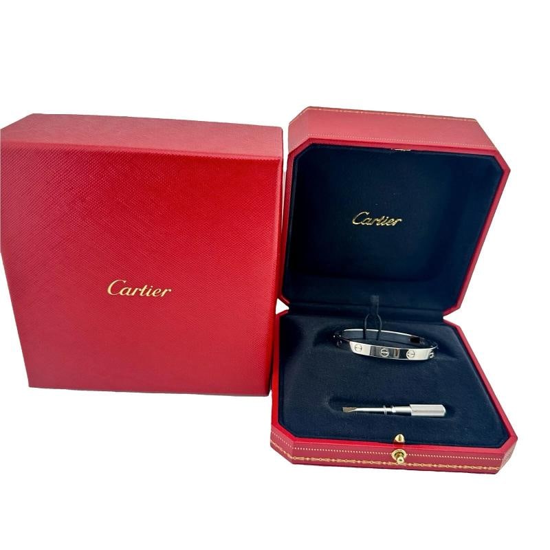Cartier LOVE 18k White Gold Classic Model Bracelet Size 16 Box - 3