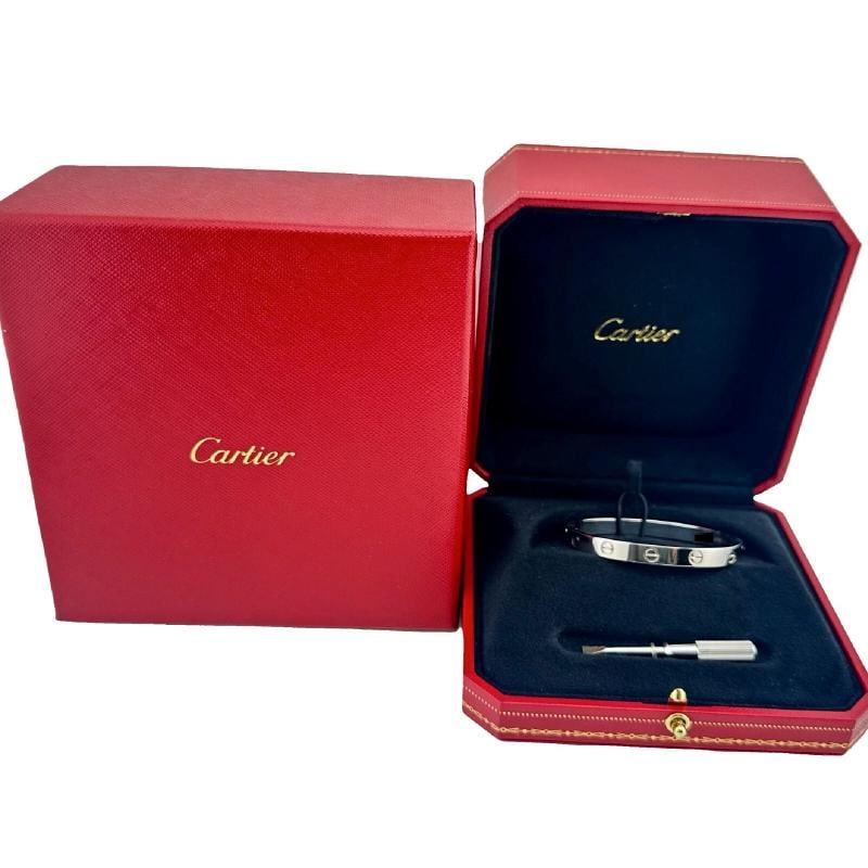 Cartier LOVE 18k White Gold Classic Model Bracelet Size 16 Box - 4