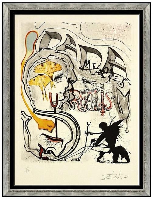 Salvador Dali Angel Of Dada Surrealism Original Hand Signed Etching Framed Art: Artist: Salvador Dali, Salvador DalÃƒÂ­,Unit of Sale: edition of 25,Signed: Yes,Title: Angel of Dada Surrealism,Material: Etching,Certificate of Authenticity (COA):