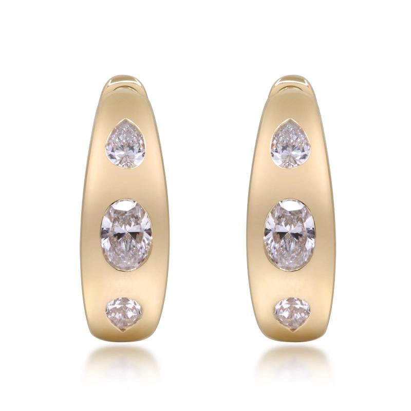 1.15 ctw Yellow Gold Lab-Grown Diamond Earrings: Condition: New without tags,Shape: Mix,Item Length: 18 mm,Side Stone Type: Lab-Grown Diamond,Side Stone Weight (cts): 1.15,Metal Purity: 14K,With Original Box/Packaging: No,With Papers: No,Report