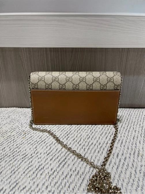 Gucci GG Emblem Wallet on Chain GG Supreme & Camel Brown Leather - 2
