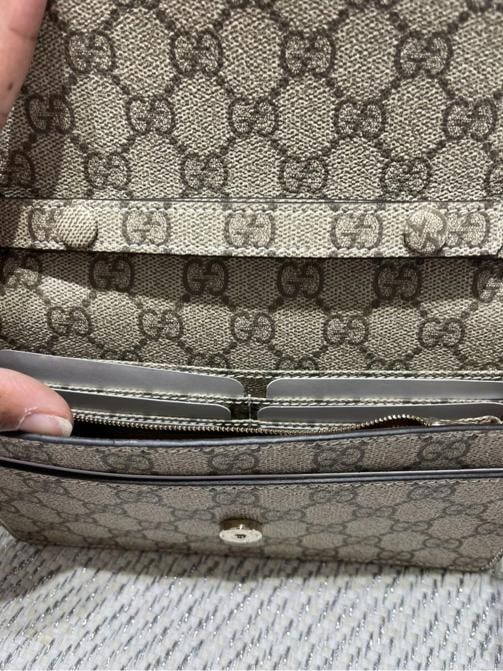 Gucci GG Emblem Wallet on Chain GG Supreme & Camel Brown Leather - 5