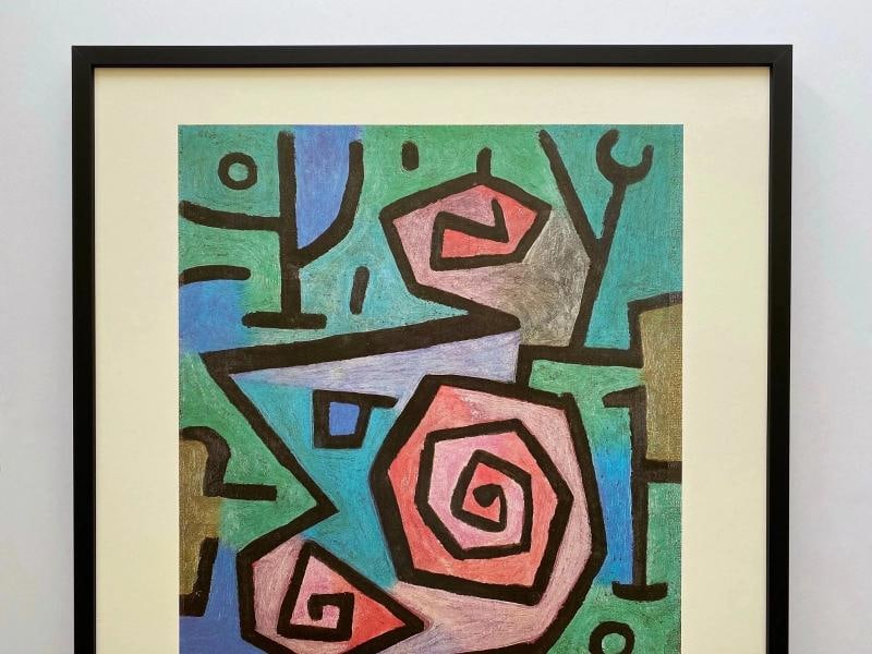PAUL KLEE RARE 1986 LITHOGRAPH PRINT FRAMED POSTER " HEROISCHE ROSEN " 1938 - 2