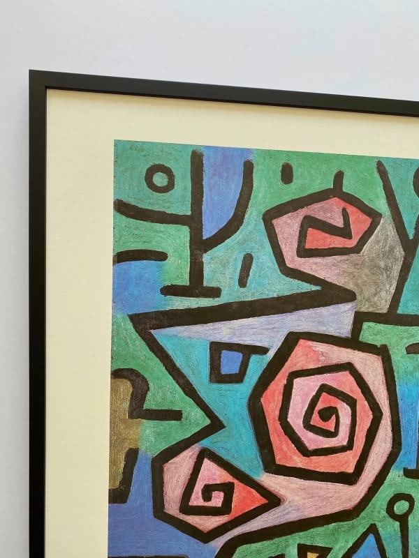 PAUL KLEE RARE 1986 LITHOGRAPH PRINT FRAMED POSTER " HEROISCHE ROSEN " 1938 - 4