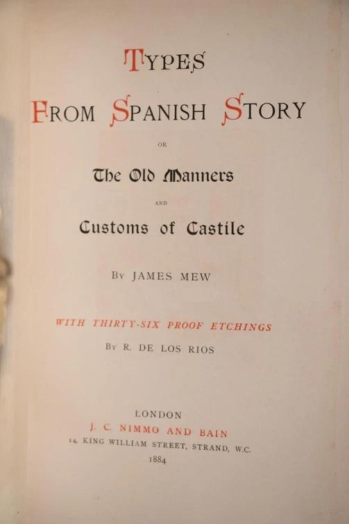 James Mew / 1884 1stED Types From Spanish Story Fine Leather Binding 1st Edition - 10