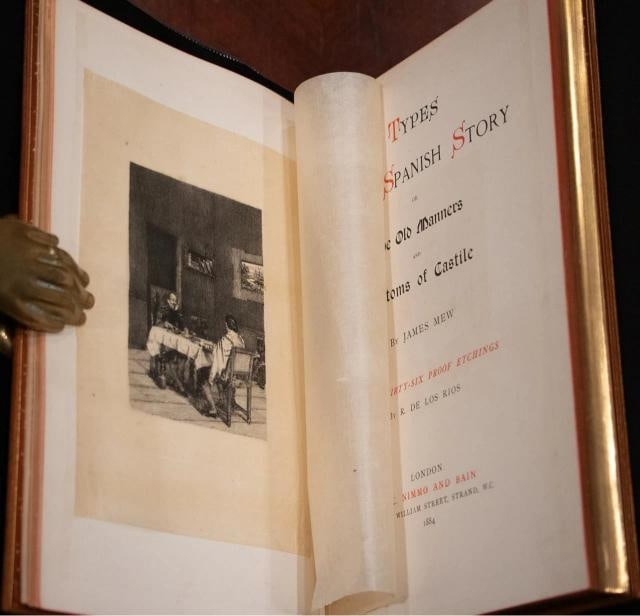 James Mew / 1884 1stED Types From Spanish Story Fine Leather Binding 1st Edition - 3