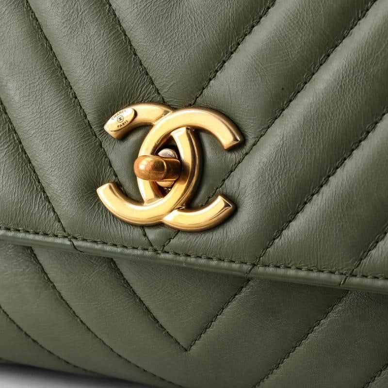 Chanel Coco Top Handle Bag Chevron Calfskin with Lizard Small - 6