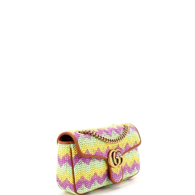 Gucci GG Marmont Flap Bag Woven Raffia Small - 2