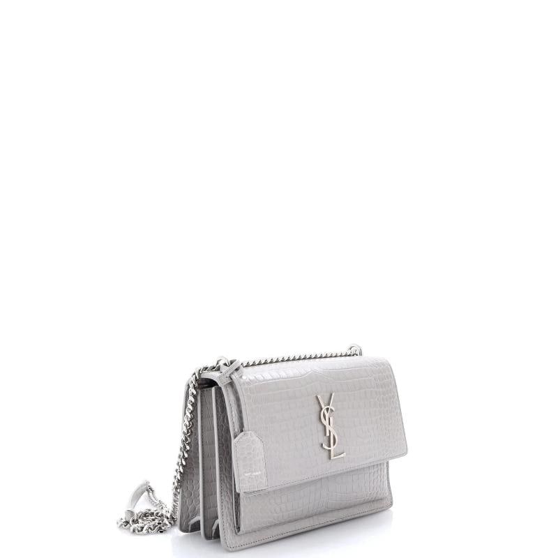 Saint Laurent Sunset Crossbody Bag Crocodile Embossed Leather Medium - 2
