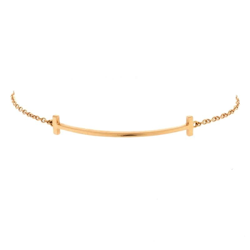 Tiffany & Co. T Smile Chain Bracelet 18K Rose Gold Medium: Condition: Pre-owned - Good,Brand: Tiffany & Co.,Main Stone: Unknown,Metal: 18K Rose Gold,Metal Purity: 18K,Style: Chain,Type: Bracelet,Color: Rose Gold,Material: 18K Rose Gold