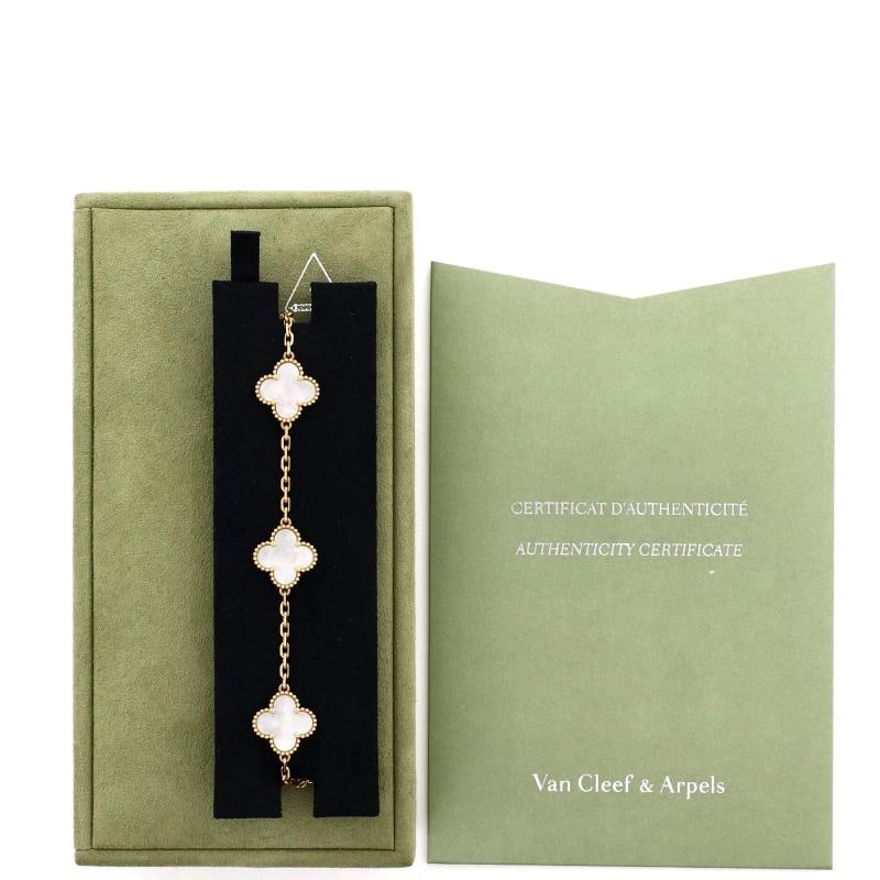 Van Cleef & Arpels Vintage Alhambra 5 Motifs Bracelet 18K Yellow Gold and Mother - 2