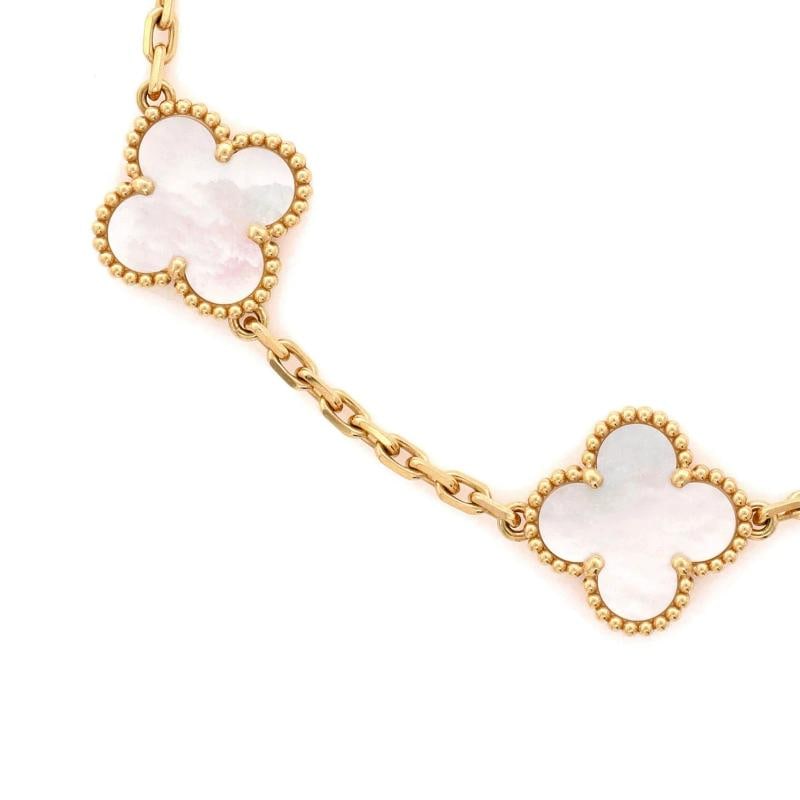 Van Cleef & Arpels Vintage Alhambra 5 Motifs Bracelet 18K Yellow Gold and Mother - 3