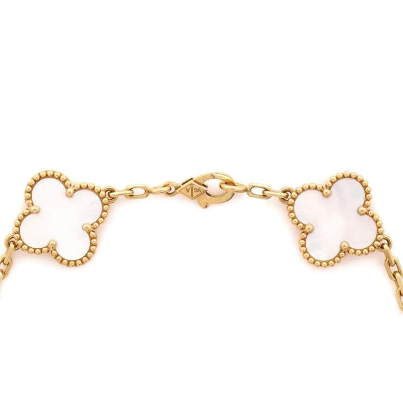Van Cleef & Arpels Vintage Alhambra 5 Motifs Bracelet 18K Yellow Gold and Mother - 4