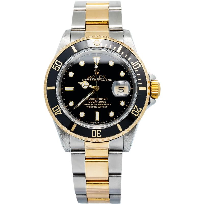 Rolex Submariner 16613 18k YG Two Tone Black Dial Automatic Men's Watch 40mm (1 of 6)