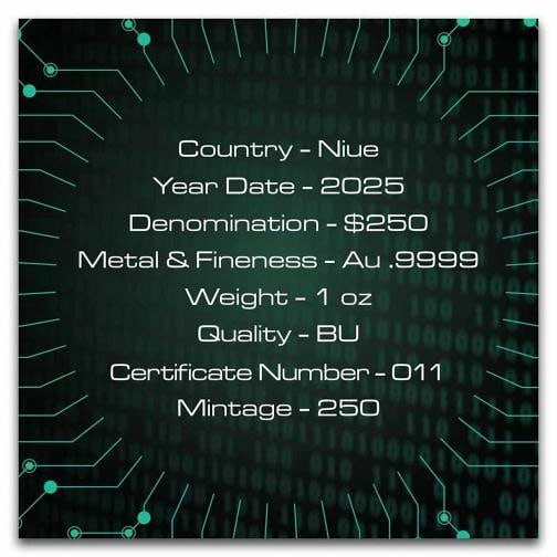 2025 Niue 1 oz Gold $250 Bitcoin BU - 9