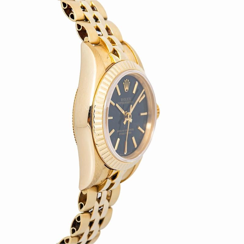 Rolex 67197 Oyster 14K Yellow Gold Black Dial Auto Lady's Watch 25mm - 4