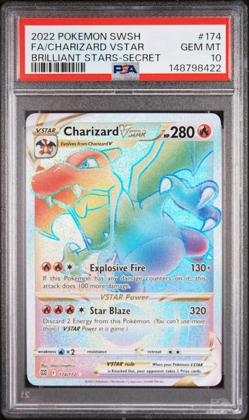 2022 POKEMON SWORD & SHIELD BRILLIANT STARS #174 FULL ART/CHARIZARD VSTAR PSA 10: Condition: Graded - PSA 10: Professionally graded,Graded: Yes,Set: 2022 POKEMON SWORD & SHIELD BRILLIANT STARS,Game: PokÃƒÂ©mon TCG,Character: FULL ART/CHARIZARD VSTAR,Card Name: