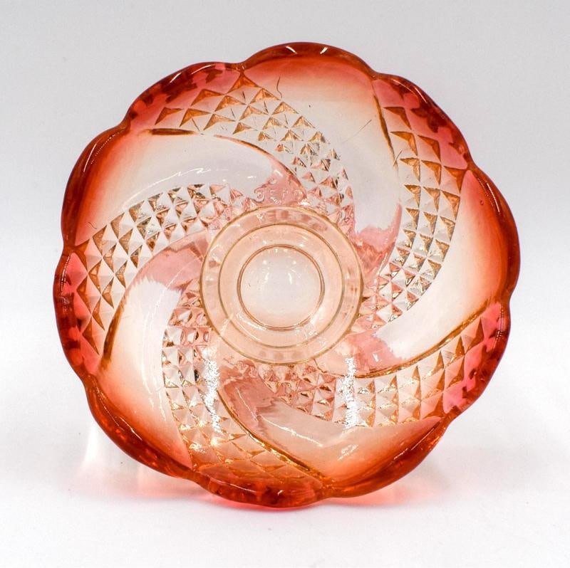 Pair of Rare Baccarat Footed Rose Tiente Art Glass Salt Dish - 5
