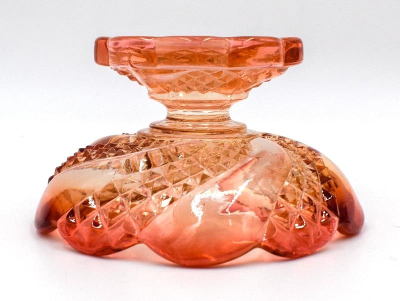 Pair of Rare Baccarat Footed Rose Tiente Art Glass Salt Dish - 6
