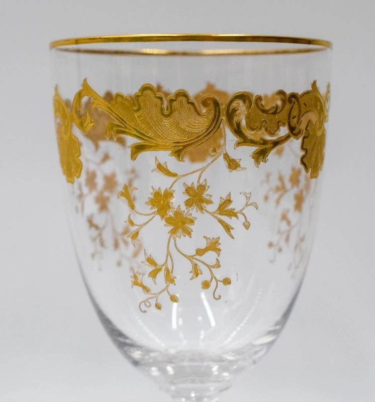 6 St. Louis Gold Gilded "Massenet" Water Goblets Circa 1920 - 5