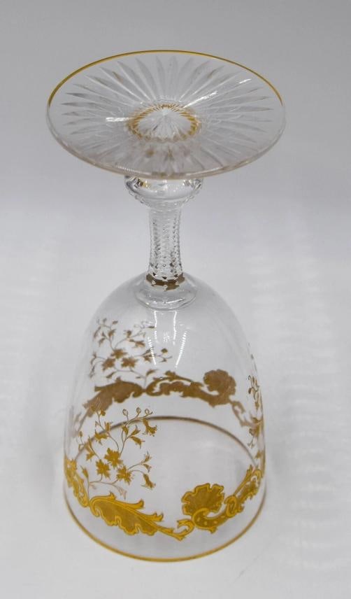 6 St. Louis Gold Gilded "Massenet" Water Goblets Circa 1920 - 7