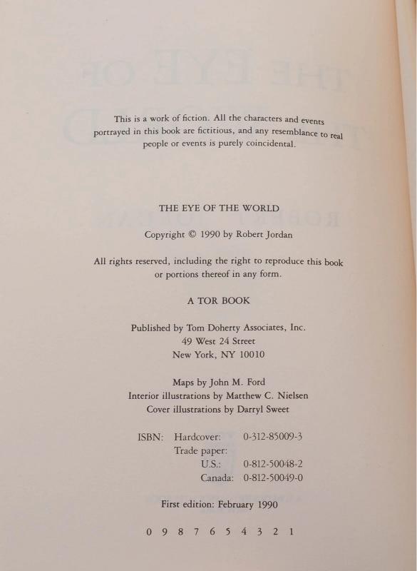 The Eye of the World ~ by ROBERT JORDAN ~ First Edition ~ 1st Printing 1990 - 4