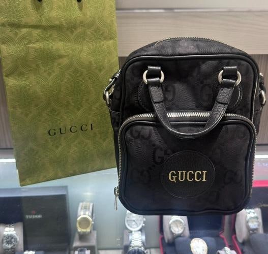Gucci Off The Grid Black Crossbody Bag style #625850: Brand Gucci Department Women Exterior Color Black Style Crossbody Exterior Material Black GG Econyl monogram nylon This pre-owned Gucci Off The Grid Black Crossbody Bag is a sleek and eco-conscious