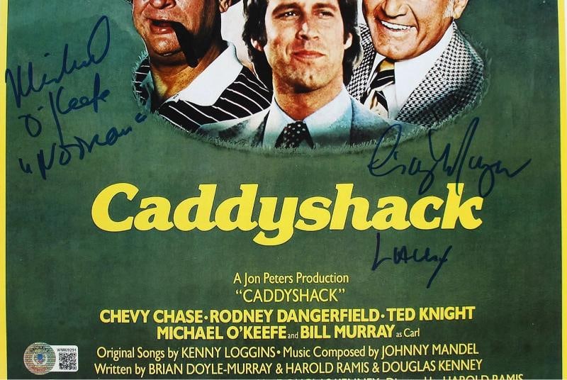 Caddyshack (3) Chase, Morgan & O'Keefe Signed 12x18 Movie Poster BAS Witnessed 1 - 6