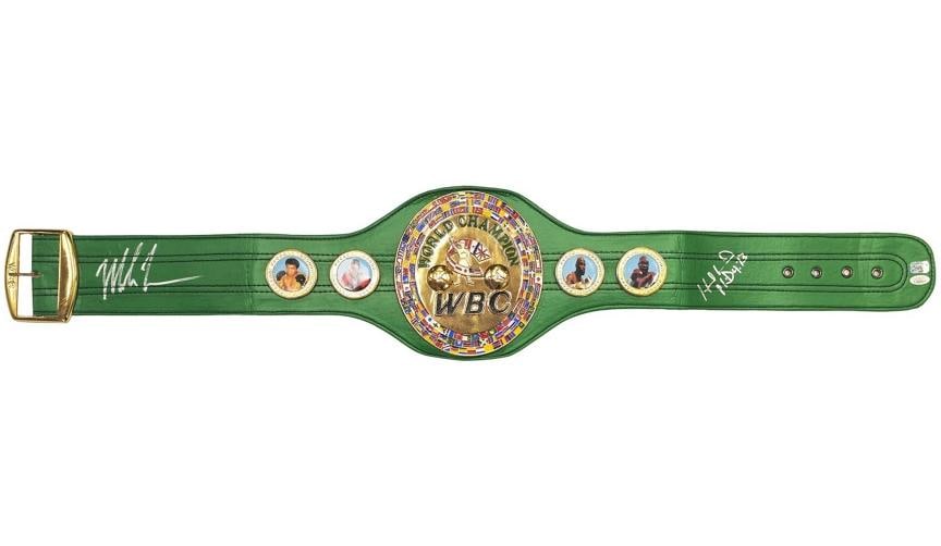 Mike Tyson & Evander Holyfield Auto Green WBC World Championship Boxing Belt JSA - 2
