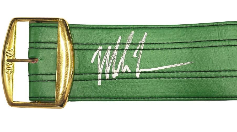 Mike Tyson & Evander Holyfield Auto Green WBC World Championship Boxing Belt JSA - 3
