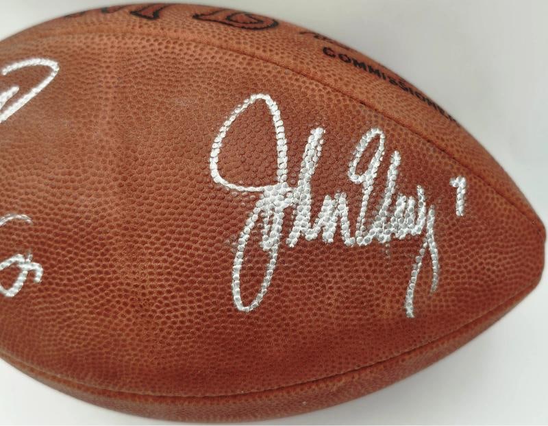 Joe Montana John Elway Dan Marino Signed NFL Game Football Beckett BAS - 3