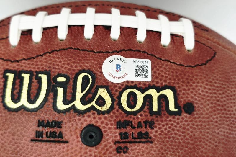 Joe Montana John Elway Dan Marino Signed NFL Game Football Beckett BAS - 6