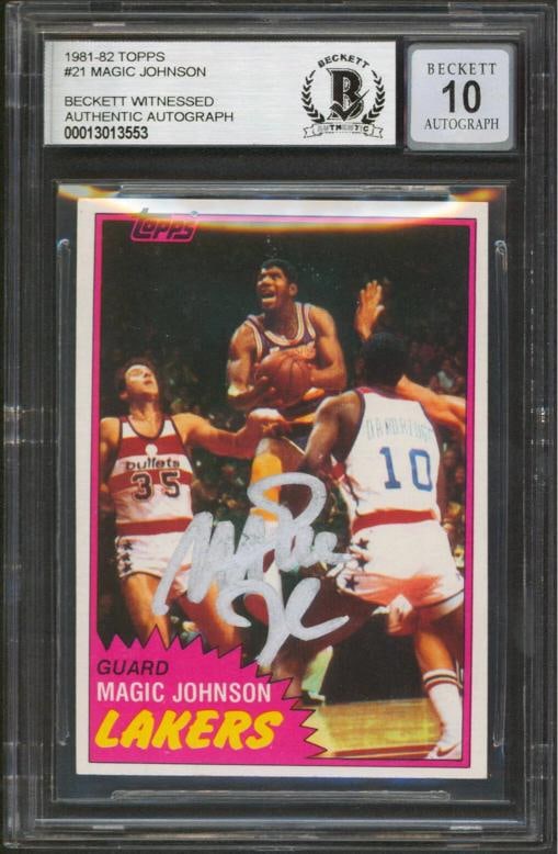 Lakers Magic Johnson Authentic Signed 1981 Topps #21 Card Auto 10! BAS Slabbed: Condition: Used: An item that has been used previously. See the sellerÃ¢â‚¬â„¢s listing for full details and ... Read moreabout the conditionUsed: An item