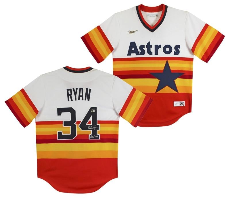 Astros Nolan Ryan "HOF 99" Authentic Signed Rainbow Nike CC Jersey BAS (1 of 5)